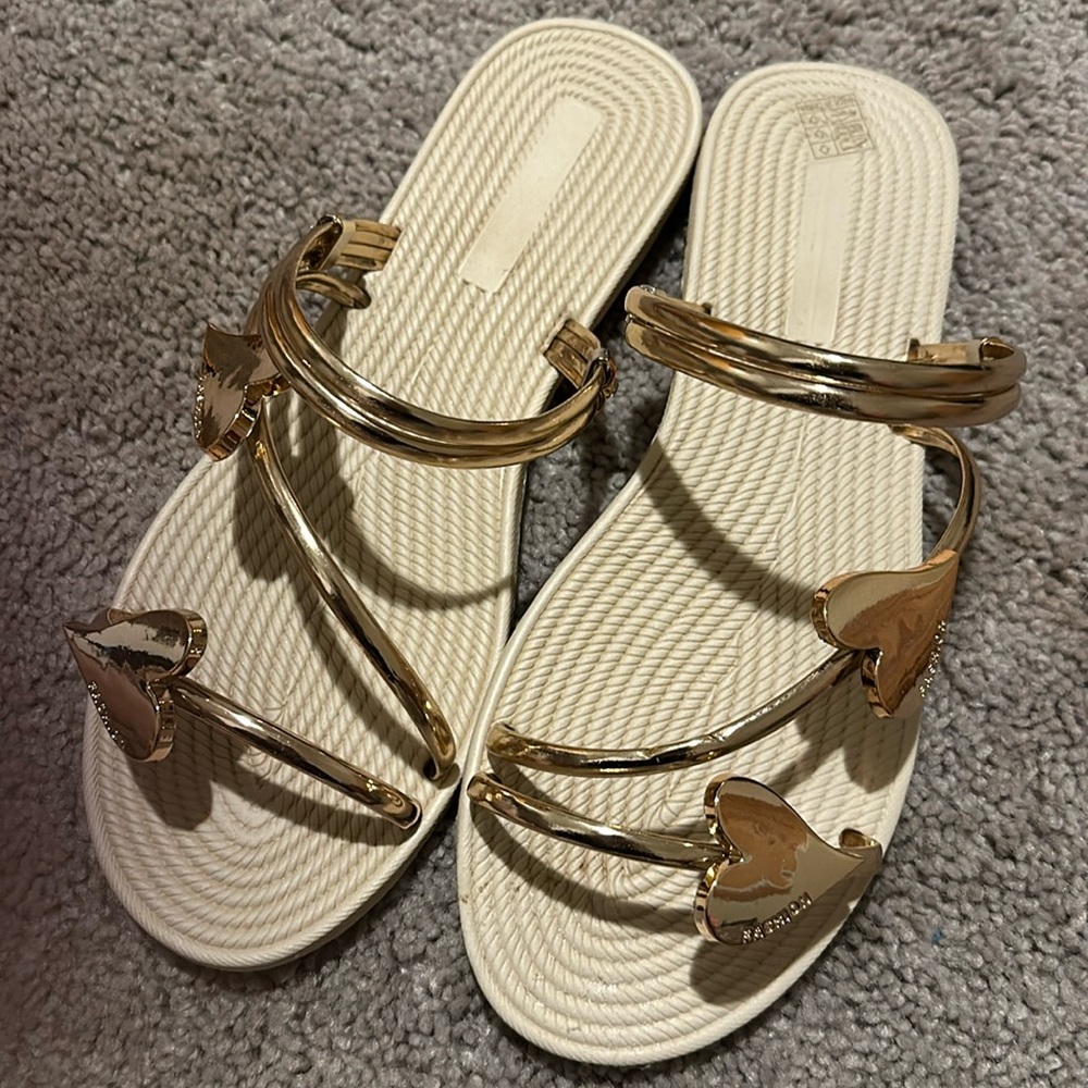 Cute gold heart sandals